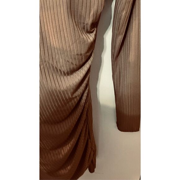 And Now This Brown Side Ruched Dress WOmens SZ S New - Picture 6 of 12